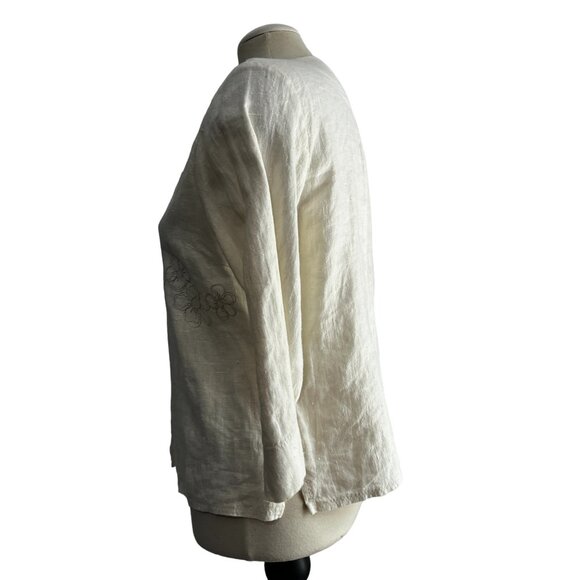 Harve Benard Vintage Linen Button Front Cardigan Sz 10 Womens White 3/4 Sleeve - Picture 11 of 15